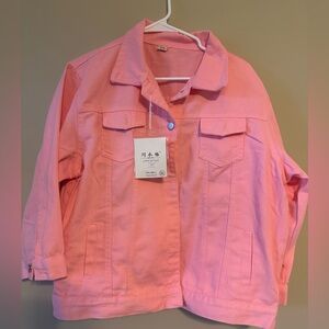 NWT Pink denim-like button jacket